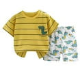 thumbnail image 1 of Quealent Toddler Baby Boy Summer Clothes Set 2T 3T 4T 5T Truck Excavator Print Short Sleeve T-Shirt Elastic Shorts Outfits (Yellow, 3-9 Months), 1 of 3