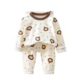 thumbnail image 1 of Quealent Toddler Baby Boys Girls 2PC Animals Sleepwear Cotton Pajamas Set Kids Loungewear Long Sleeve Pullover Top+Pants (Yellow, 7-8 Years), 1 of 4