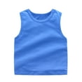 thumbnail image 1 of Quealent Toddler Baby Boys Girls Solid Tank Tops T-Shirts Undershirts Unisex Cotton Shirts Tees Kids Girls Summer Basic Cami Shirts Sleeveless Vest Blue,5-6 Years, 1 of 4