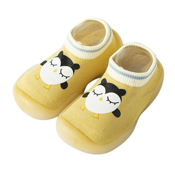 Quealent Toddler Baby Boys Shoes 5T Shoes Girl Baby Home Slippers Cartoon Warm House Slippers for Lined Winter Indoor Shoes High Tops Girls Yellow 9.5