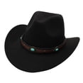 thumbnail image 1 of Quealent Toddler Baby Cowboy Hat, Boys Girls Cowgirl Hat with Leather Hatband, Wide Brim Kids Western Cowboy Hat (Black, 3-8 Years), 1 of 4