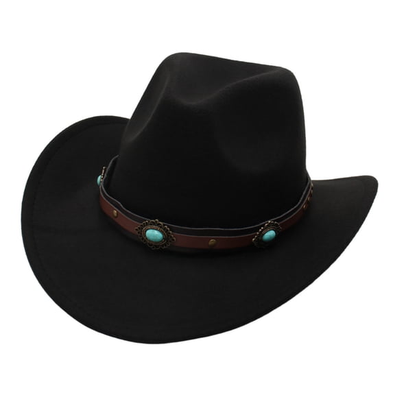 Quealent Toddler Baby Cowboy Hat, Boys Girls Cowgirl Hat with Leather Hatband, Wide Brim Kids Western Cowboy Hat (Black, 3-8 Years)