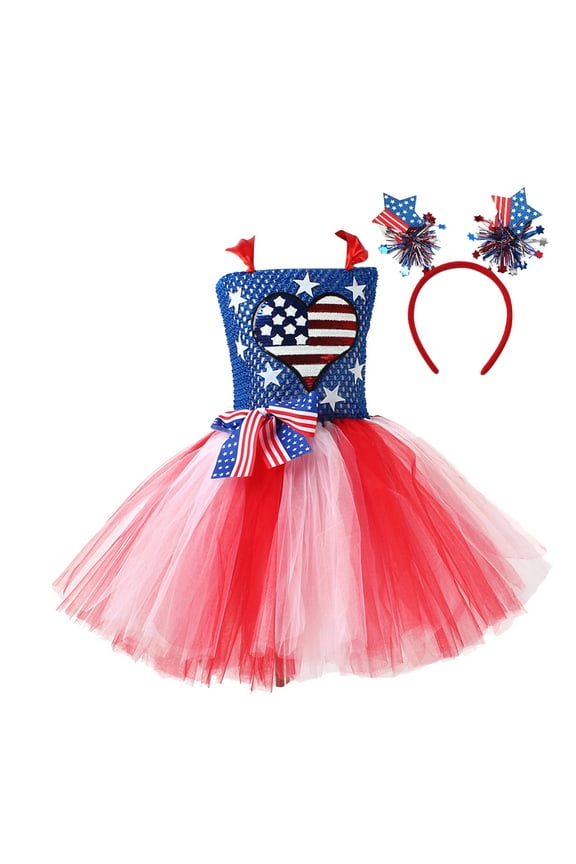 Toddler Baby Girls 4th of July Outfit Independence Day Shirt Skirt American Flag Summer Clothes Red,10-12 Years