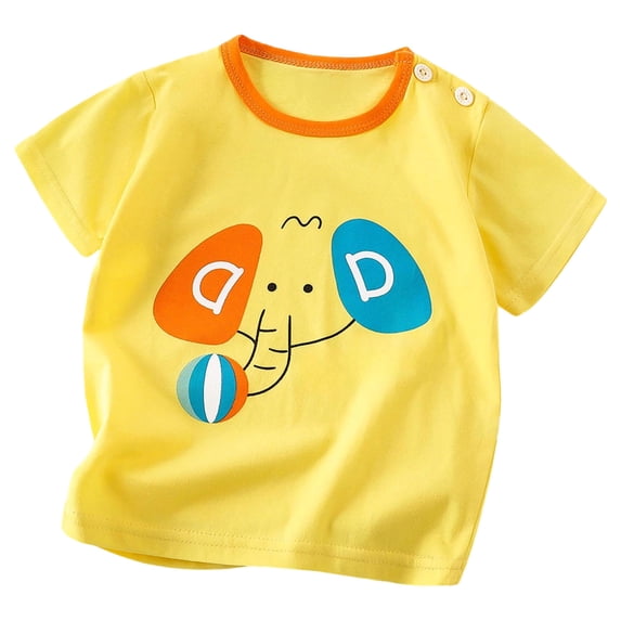 Quealent Toddler Baby Girls Cartoon Bear Print Short Sleeve T Shirt Cotton Round Neck Top Tees Summer Clothes (Watermelon Red, 18-24 Months)