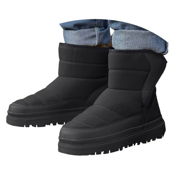 Quealent Toddler Boots Girls Boys Warm Winter Boots Cozy Plush Lining Winter Shoes Indoor Outdoor Faux Furry Booties Black for Size 1