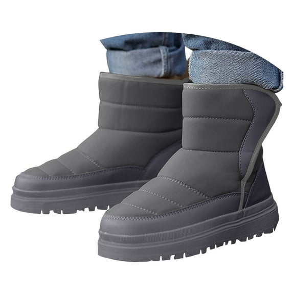 Quealent Toddler Boots Girls Boys Warm Winter Boots Cozy Plush Lining Winter Shoes Indoor Outdoor Faux Furry Booties Gray for Size 3