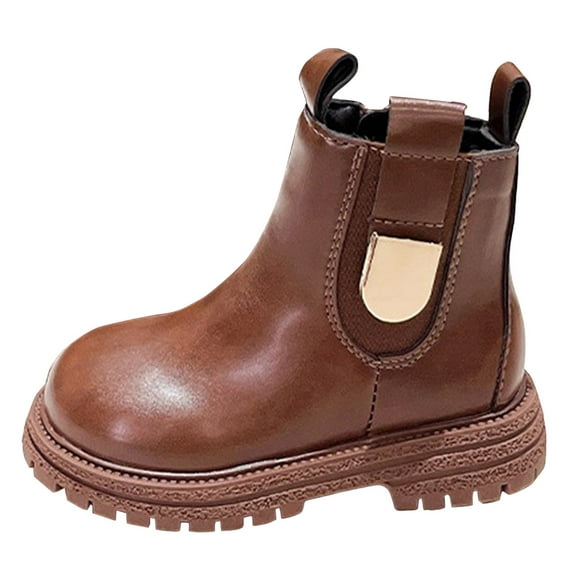 Quealent Toddler Boots Shoes Boys Girls Waterpoor Ankle Boots Shoes Side Zipper Booties Windproof Short Boots Brown for Size 3