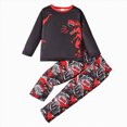 thumbnail image 1 of Quealent Toddler Boy Clothes Dinosaur Printed Long Sleeve Tops and Pants Set Cute Fall Winter Soft 2Pcs Outfits (Red, 4-5 Years), 1 of 9