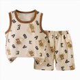 thumbnail image 1 of Quealent Toddler Boys 2 PCS Tank Top and Shorts Set Cotton Sleeveless Shirts and Shorts Summer Outfits (Coffee, 4-5 Years), 1 of 5