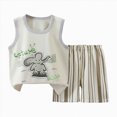 thumbnail image 1 of Quealent Toddler Boys 2 PCS Tank Top and Shorts Set Cotton Sleeveless Shirts and Shorts Summer Outfits (Grey, 3-6 Months), 1 of 5
