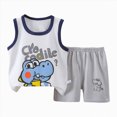 thumbnail image 1 of Quealent Toddler Boys 2 PCS Tank Top and Shorts Set Cotton Sleeveless Shirts and Shorts Summer Outfits (Sky Blue, 12-18 Months), 1 of 5