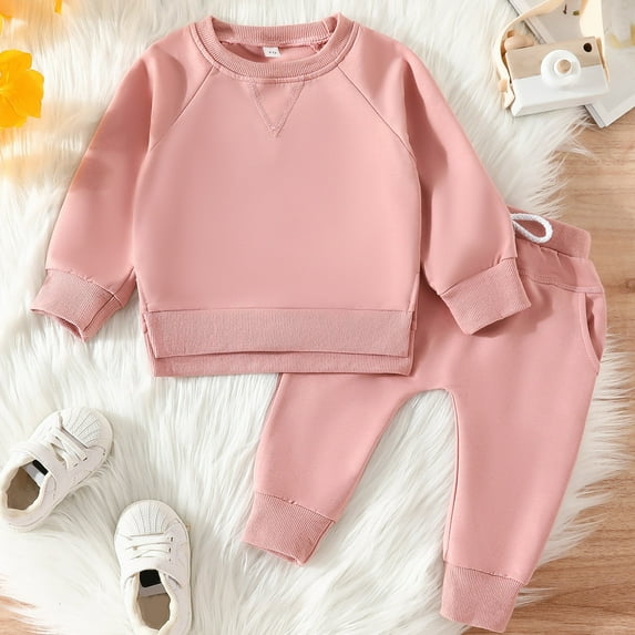 Quealent Toddler Boys Clothes Baby Boy Outfit Sets Fall Baby Boy Clothes Baby Boy boy Outfit Long Sleeve Cart Sweatshirt Print Long Pants Set Pink,3-6 Months