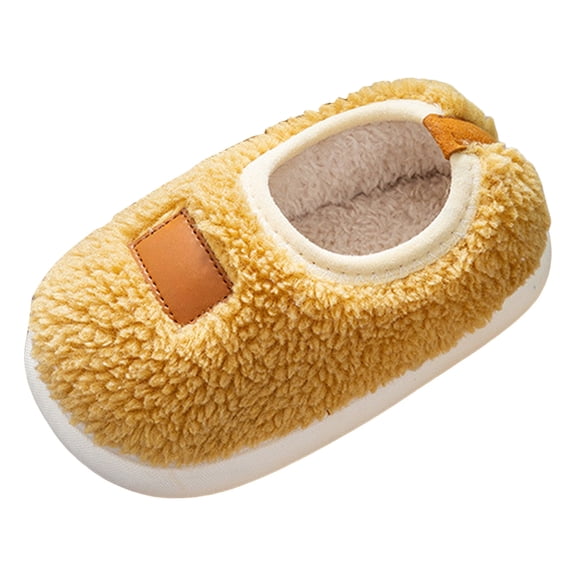 Quealent Toddler Boys Girls House Slippers Indoor Home Shoes Warm Slipper Socks for Kids Baby Soft Winter Warm Walking Shoes Yellow for Size 2