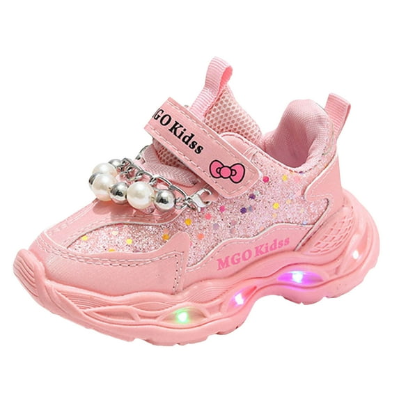 Quealent Toddler Boys Girls Light Up Shoes LED Flashing Lightweight Mesh Breathable Adorable Running Sneakers Pink,Size 5.5