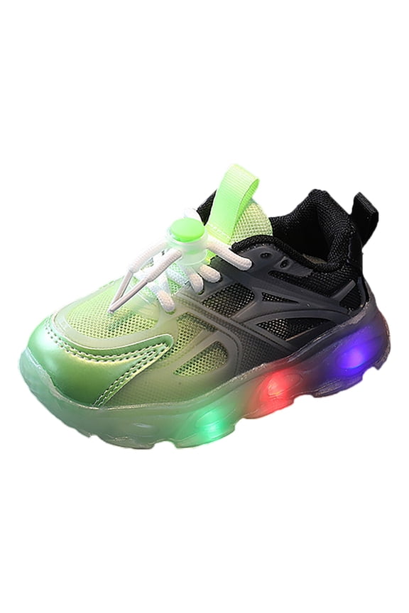 Toddler Boys Girls Light Up Shoes LED Flashing Lightweight Mesh Breathable Running Sneakers for Toddler and Little Kid Green,8