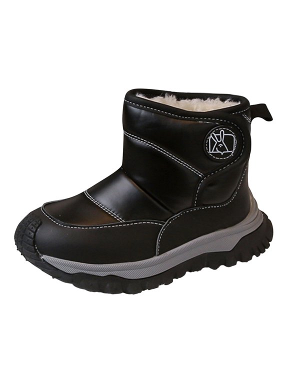 Toddler Boys Girls Winter Warm Shoes Water-Resistant Comfy Non-Slip Snow Boots Cold Weather Insulated Outdoor Walking Shoe Black for Size 11