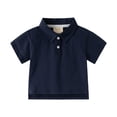 thumbnail image 1 of Quealent Toddler Boys Short Sleeve Polo Shirt Button Closure Collared School Uniform Shirts Soft & Comfortable Performance Top (Navy, 3-4 Years), 1 of 8