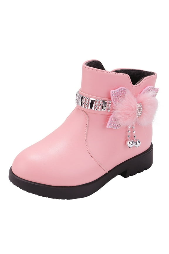 Toddler Cowboy Boots Hiking Fall Boots Girls Fashion Boots Square-Toe Dress Boots Low Heel Ankle Booties with Zipper for Toddler Little Kids Big Fall Shoes Pink,11.5