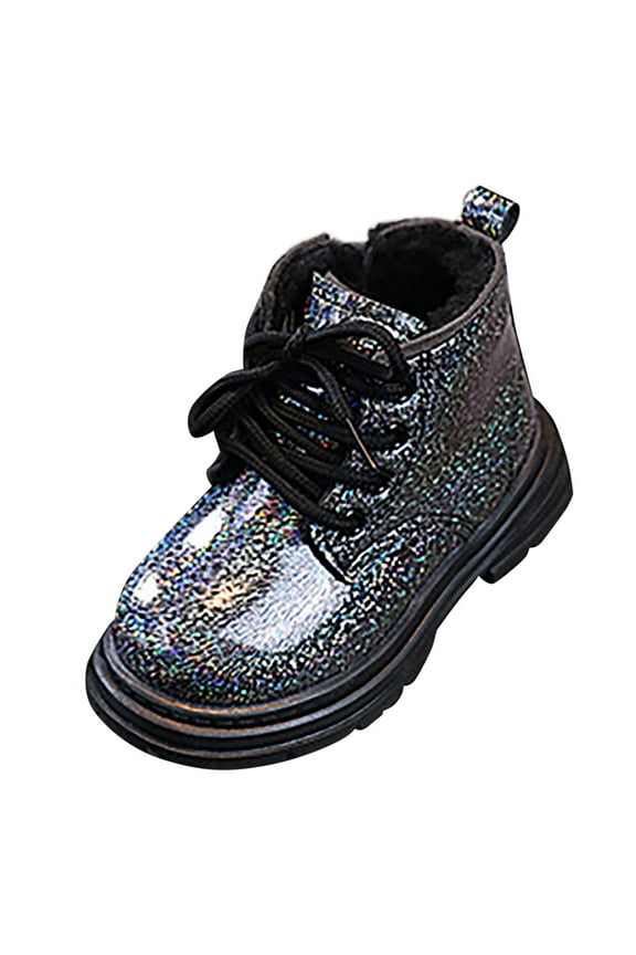 Toddler Cowboy Boots Winter Fall Boots Girls Ankle Boots Kids Combat Boots Flower Buckle Straps Low Heel Fall Winter Booties Shoes Baby Shoes Black,25