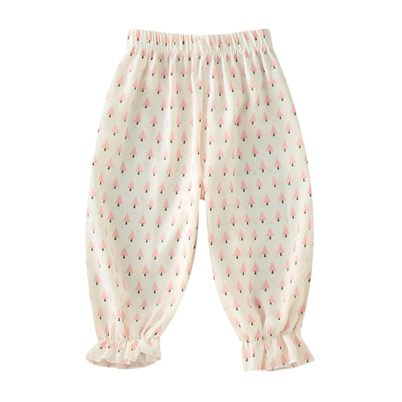Quealent Toddler Girl Pants 2024 Fashion Girls Pajamas Summer Floral Harem Pant Toddler Kids Summer Loose Beach Pants Pink,6-12 Months
