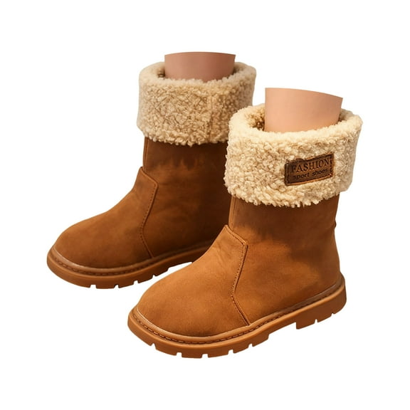 Quealent Toddler Girl Snow Boots Winter Warm Outdoor Brown Boots (Toddler/Little Kids/Kid) Brown for Size 12