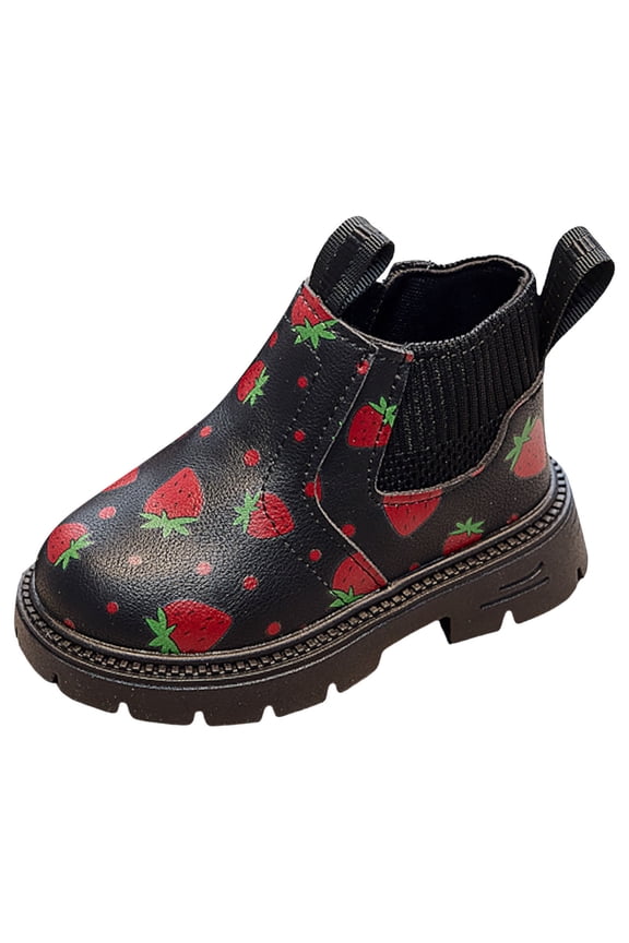 Toddler Girls Boys Combat Ankle Boots Little Kid Waterproof Outdoor Chelsea Fall Booties Leather Comfort Shoes Black for Size 6