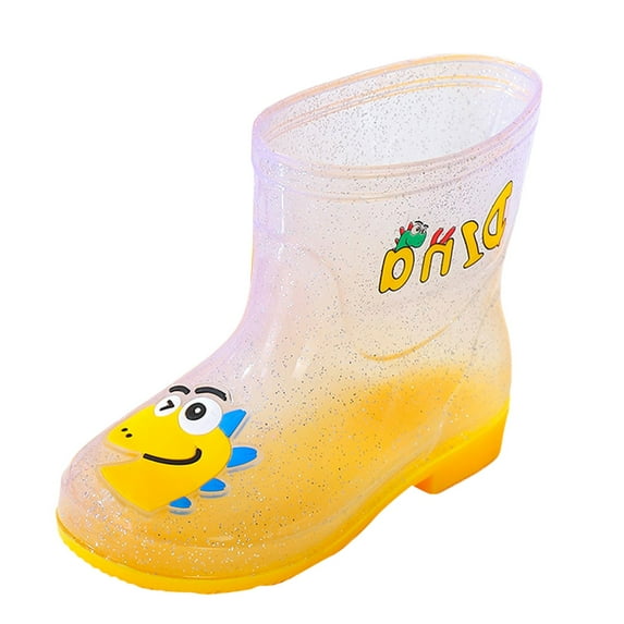 Quealent Toddler Girls Shoes Snow Boots Toddler Size 9 Children Shoes Cute Cartoon Mid Tube Rain Boots Fashion Transparent Size 5 Girls Shoes Yellow 9.5