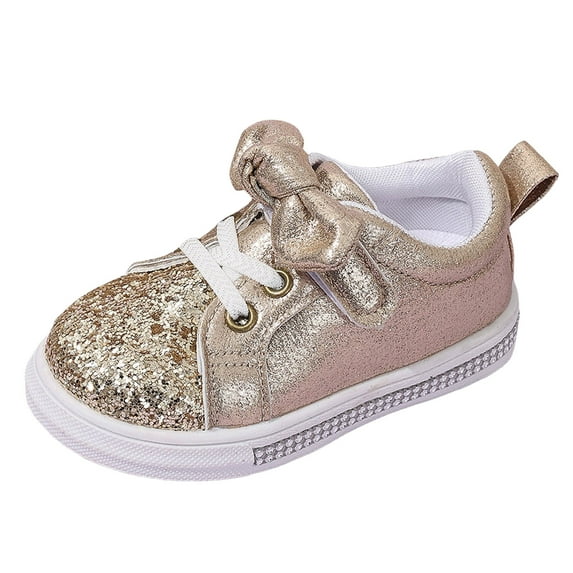 Quealent Toddler Girls Sneakers Little Girls Running Sports Shoes(Toddler/Little Kids) Gold for Size 11