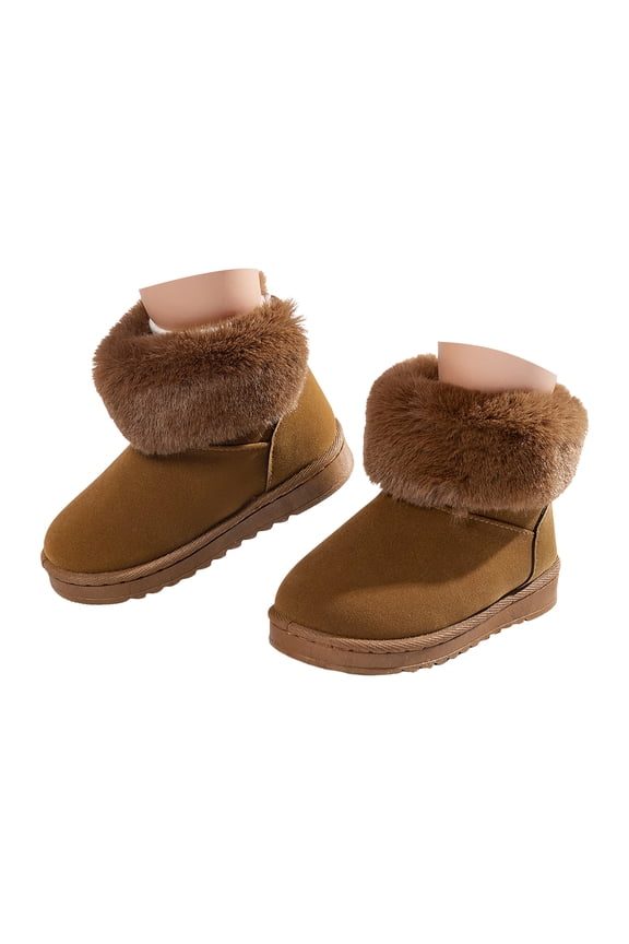 Toddler Girls Snow Boots, Warm Thicken 2025 Non Slip Winter Shoes Brown for Size 6