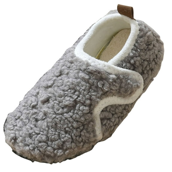 Quealent Toddler House Slippers - Boys & Girls Winter Kids Indoor Home Shoes - Warm Socks Gray for Size 13
