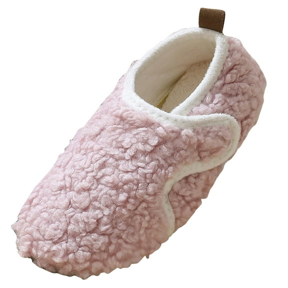 Quealent Toddler House Slippers - Boys & Girls Winter Kids Indoor Home Shoes - Warm Socks Pink for Size 13
