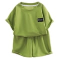 thumbnail image 1 of Quealent Toddler Kids Boys Soft Comfy 2 Pieces Set Short Sleeve Shirts and Shorts Sets Boy Summer Clothes 4-12 Years (Green, 7-8 Years), 1 of 6