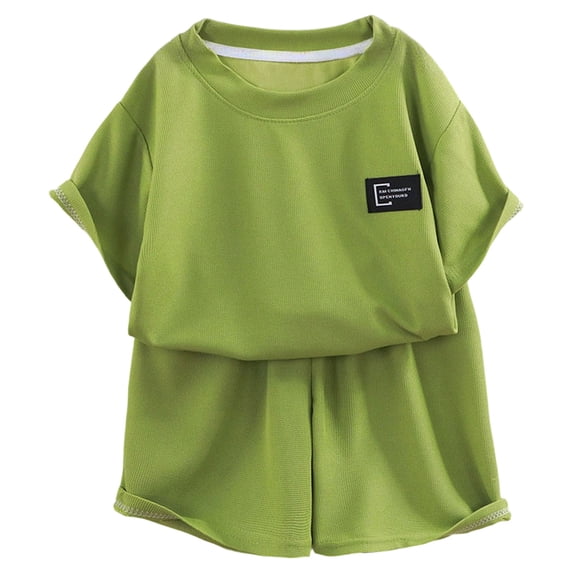 Quealent Toddler Kids Boys Soft Comfy 2 Pieces Set Short Sleeve Shirts and Shorts Sets Boy Summer Clothes 4-12 Years (Green, 7-8 Years)
