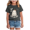 thumbnail image 1 of Quealent Toddler Little Boy Girl Halloween Shirt Kid Pumpkin Face Glow in The Dark Skeleton Truck Tshirt Short Sleeve Tee Top (Dark Gray, 2-3 Years), 1 of 5