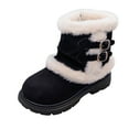 thumbnail image 1 of Quealent Toddler Little Girls Boots Warm Winter Kids Ankle Furry Lined Snow Shoes Non-Slip Black for Size 9, 1 of 8