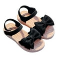 thumbnail image 1 of Quealent Toddler/Little Kid Girls Bow Open Toe Flat Evening Dress Sandals Black for Size 9.5, 1 of 5