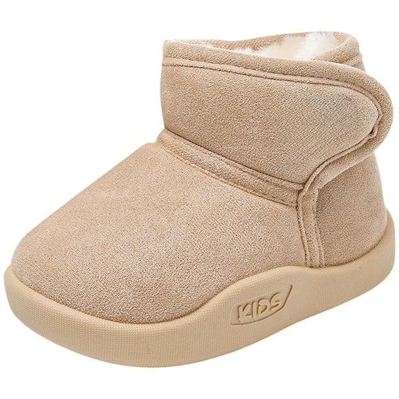 Quealent Toddler Boots Girls Boys Wide Winter Boots Cozy Fleece Winter Shoes Indoor Outdoor Warm Shoes Beige for Size 10