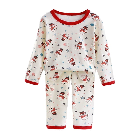 Quealent Toddler Pajamas Baby Boys Girls Pajama Set Kids Cute Snug fit Christmas Pattern Design Pjs Cotton Sleepwear (Watermelon Red, 7-8 Years)