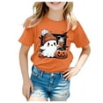 thumbnail image 1 of Quealent Toddler Pumpkin Cherries Halloween Shirt Baby Boy Girl Pumpkin Face Tshirt Retro Spooky Season Tee Top Kids (Orange, 3-4 Years), 1 of 5