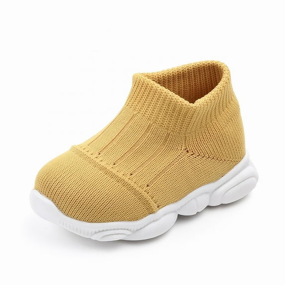 Quealent Toddler Shoes Boys Girls Barefoot Shoes Wide Toe Box Shoes Lightweight Walking Shoes Slip-on Tennis Shoes Sneakers Yellow,5