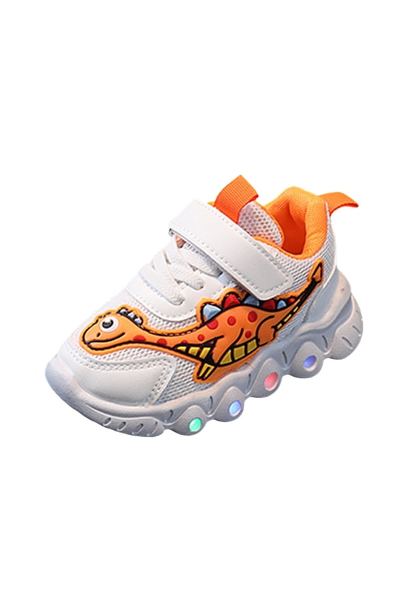 Toddler Shoes Girls Boys Sneakers Light Up LED Unisex Kids Sport Sneakers Orange,Size 11