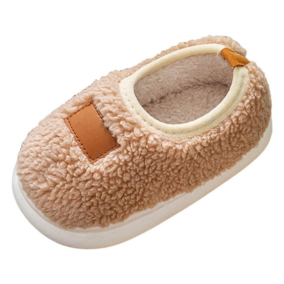 Quealent Toddler Slippers Boys Girls House Shoes Little Kids Home Indoor Bedroom Cute Warm Winter Slipper Khaki for Size 6.5