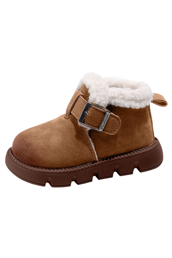 Toddler Slippers Wide Waterproof House Shoes Fuzzy Suede Moccasin Slippers for Kids Barefoot Adjustable Indoor Outdoor Slip On Warm Winter Shoes Coffee for Size 7