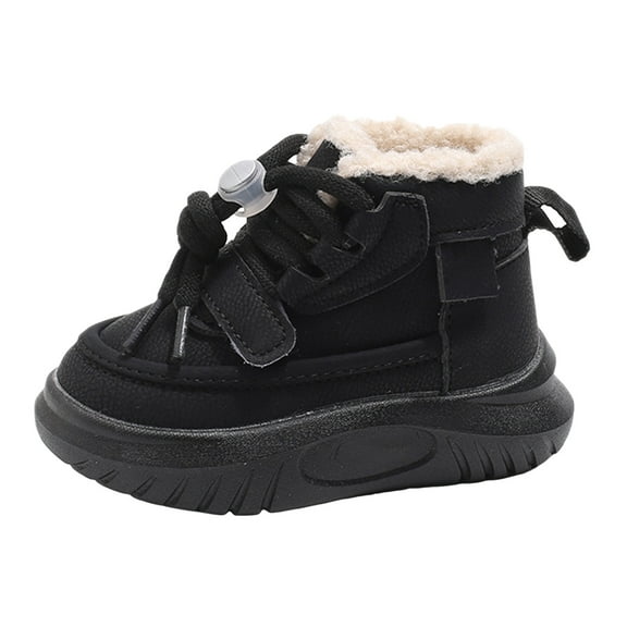Quealent Toddler Snow Boots Boys Girls Little Kids Winter Shoes Cold Weather Outdoor Lightweight (Toddler/Little Kids) Black for Size 8