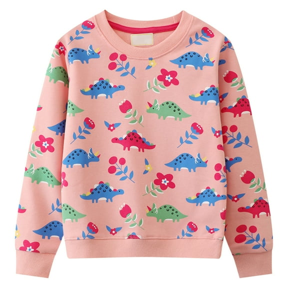 Quealent Toddler Tops Girls Fashion Girls Long Sleeve Blouse Girls Long Sleeve Shirts Cute Tops Crewneck Ruffle Swiss Dot Blouses for Kids Pink,2-3 Years