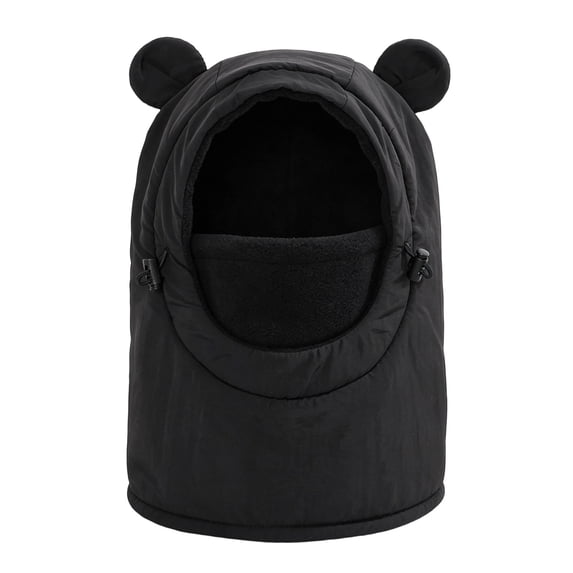 Quealent Toddler Winter Hat with Ear Flaps Baby Boy Hats Scarf Girls Balaclava Kids Polar Beanie Bear Neck Warmer (Black, 4-9 Years)