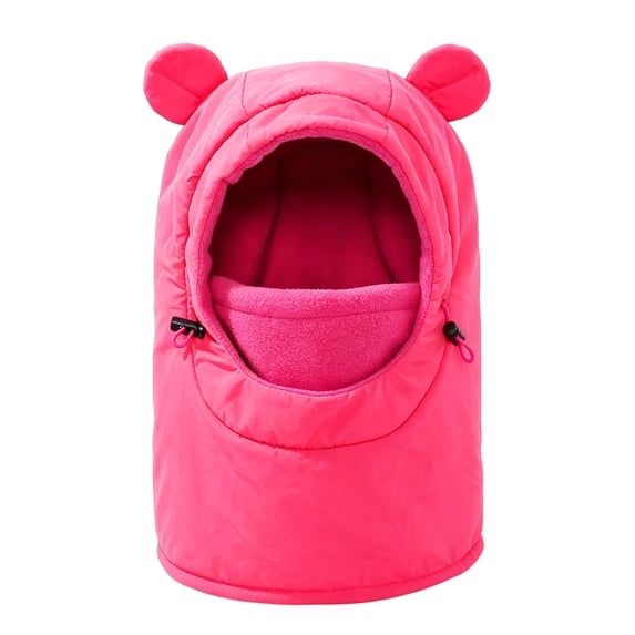 Quealent Toddler Winter Hat with Ear Flaps Baby Boy Hats Scarf Girls Balaclava Kids Polar Beanie Bear Neck Warmer (Hot Pink, 4-9 Years)