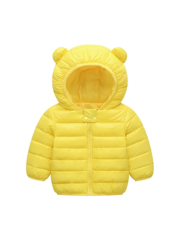 Toddler Zip Up Hoodie Fall Clothes Toddler Baby Girl Coats Kids Warm Thick Jacket Clothes Baby Fall Winter Outwear Clothes Yellow,3-4 Years