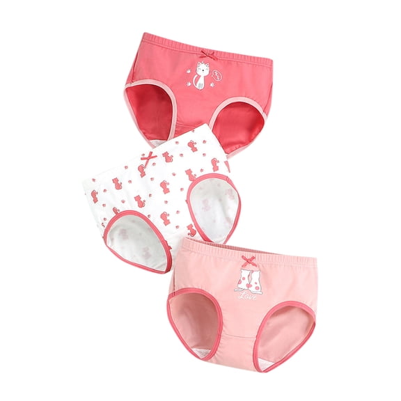 Quealent Training Underwear For Girls Cotton Toddler Underwear Girls Briefs 3PCS Red,6-8 Years