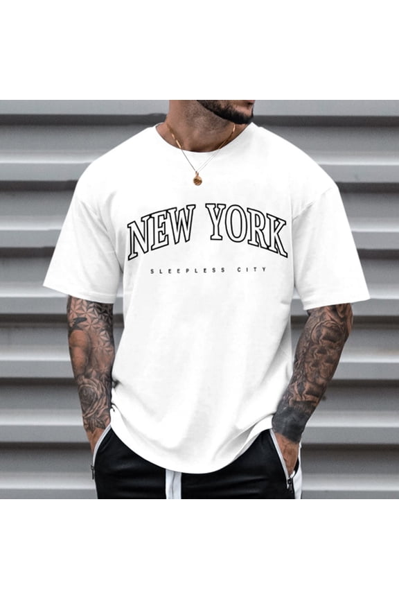 Tshirts Shirts For Men Men's Short Sleeve Crew Neck Cotton Monogram Logo T-Shirt,White XXL